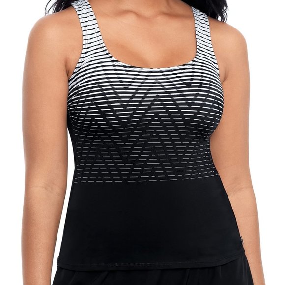 Reebok Swim Mirage Effect Printed Tankini Swim Top Size 14 - Picture 1 of 10